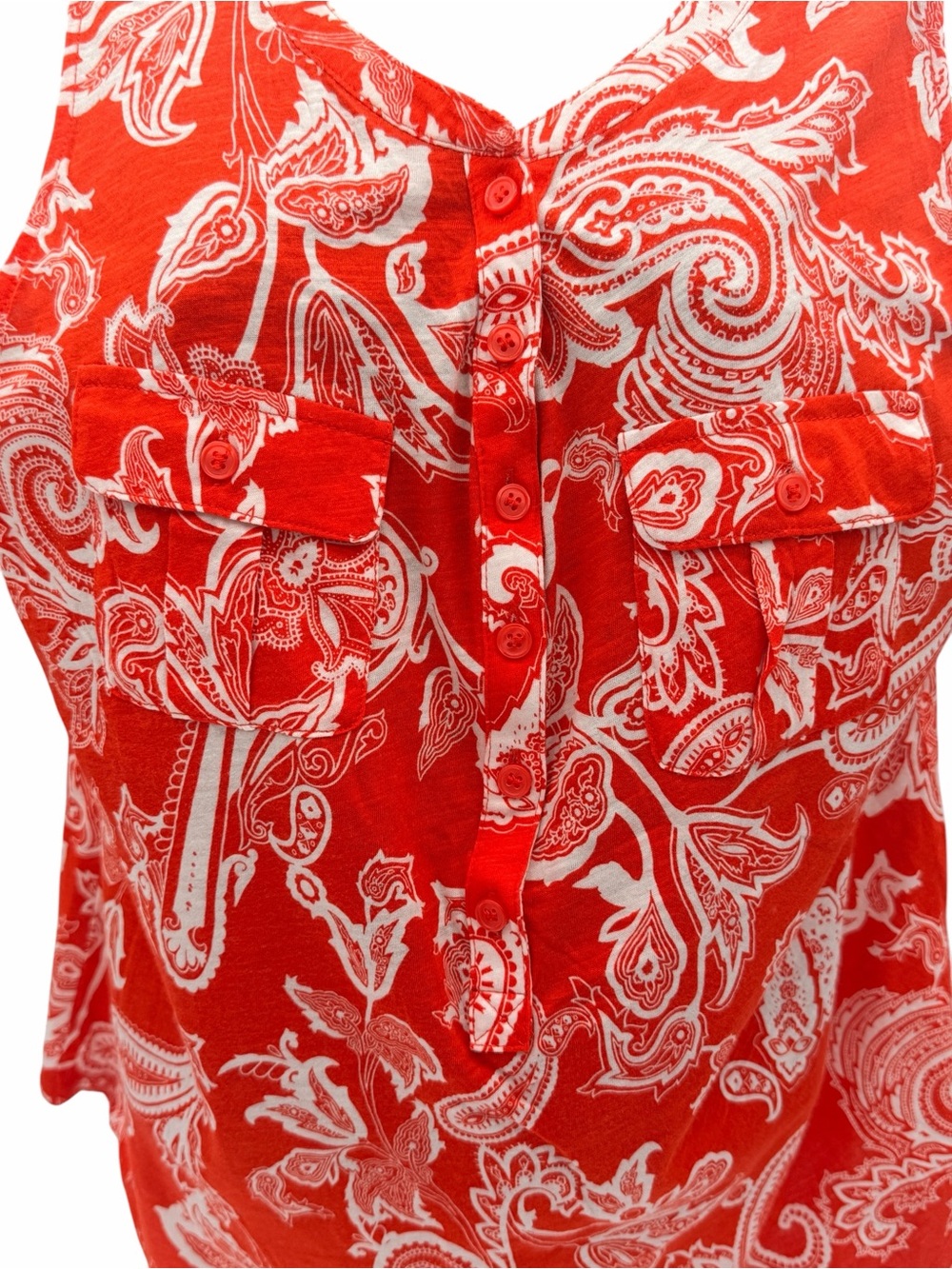 NY&C SoHo Jeans Collection Sleeveless Red Paisley Button-Front Women's Top - Picture 4 of 9